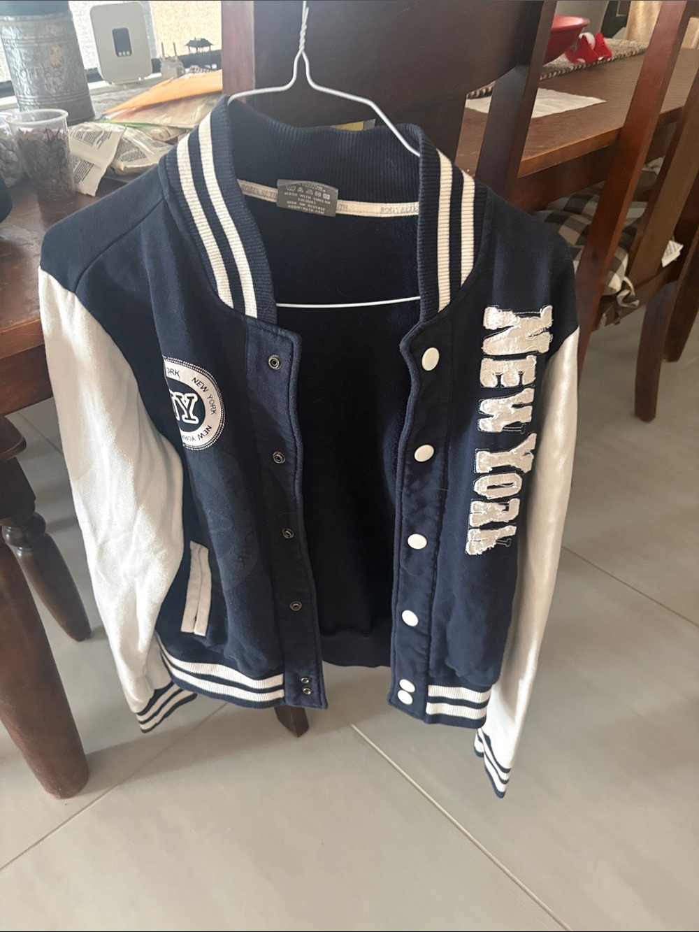 Robin Ruth Navy and White Logo Tag Crewneck